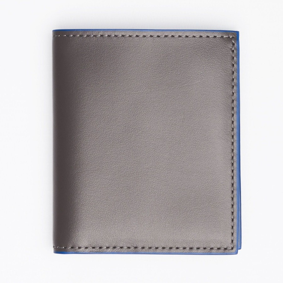 New E.Marinella Dark Grey Smooth Leather Small Wallet