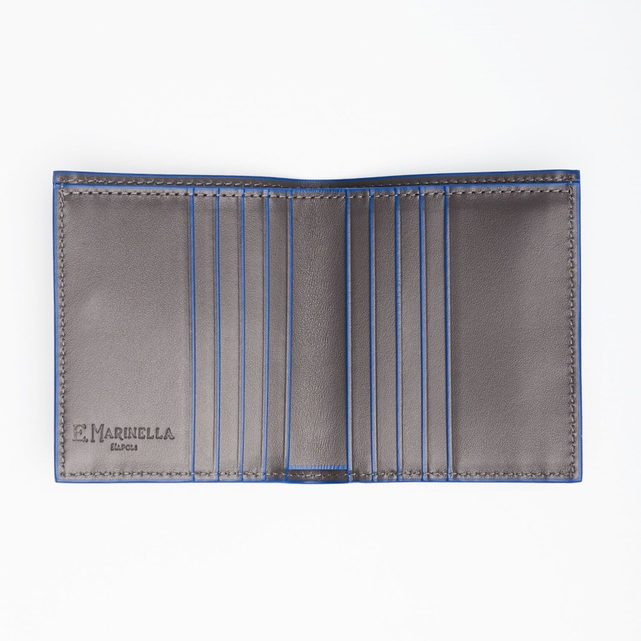 New E.Marinella Dark Grey Smooth Leather Small Wallet