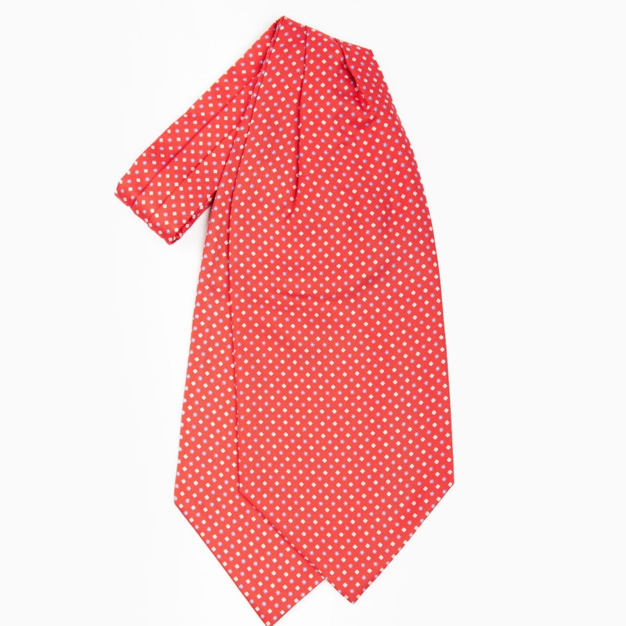 Best E.Marinella Red Silk Ascot Tie - Small Flower Designs