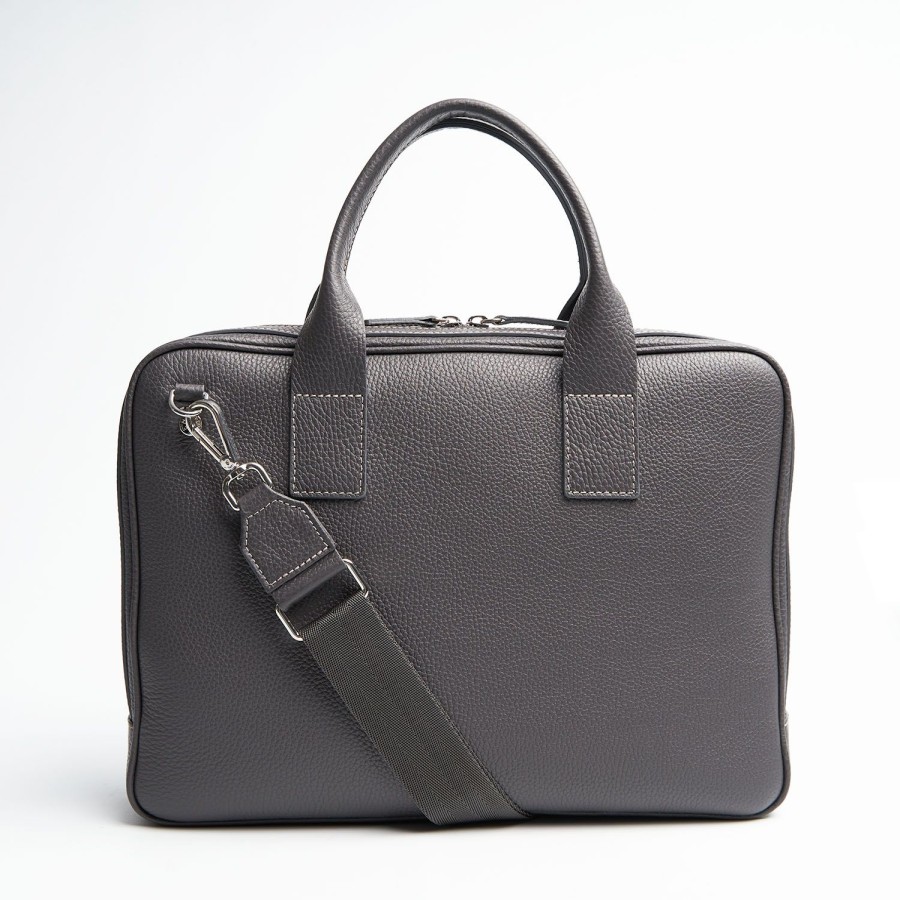 Hot E.Marinella Grey Leather Briefcase