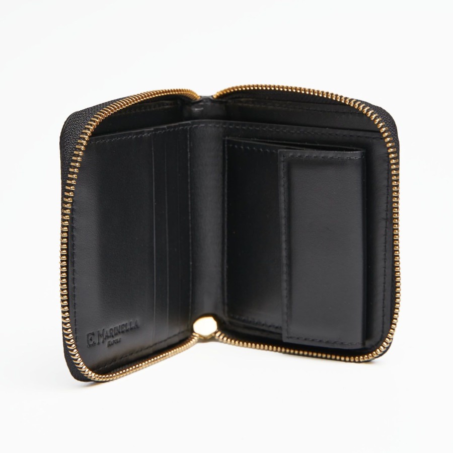 Wholesale E.Marinella Small Black Hammered Leather Wallet