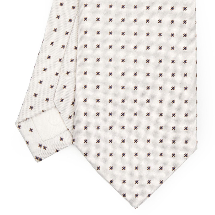 Best E.Marinella White Sartorial Jacquard Silk Tie - Small Flower Designs