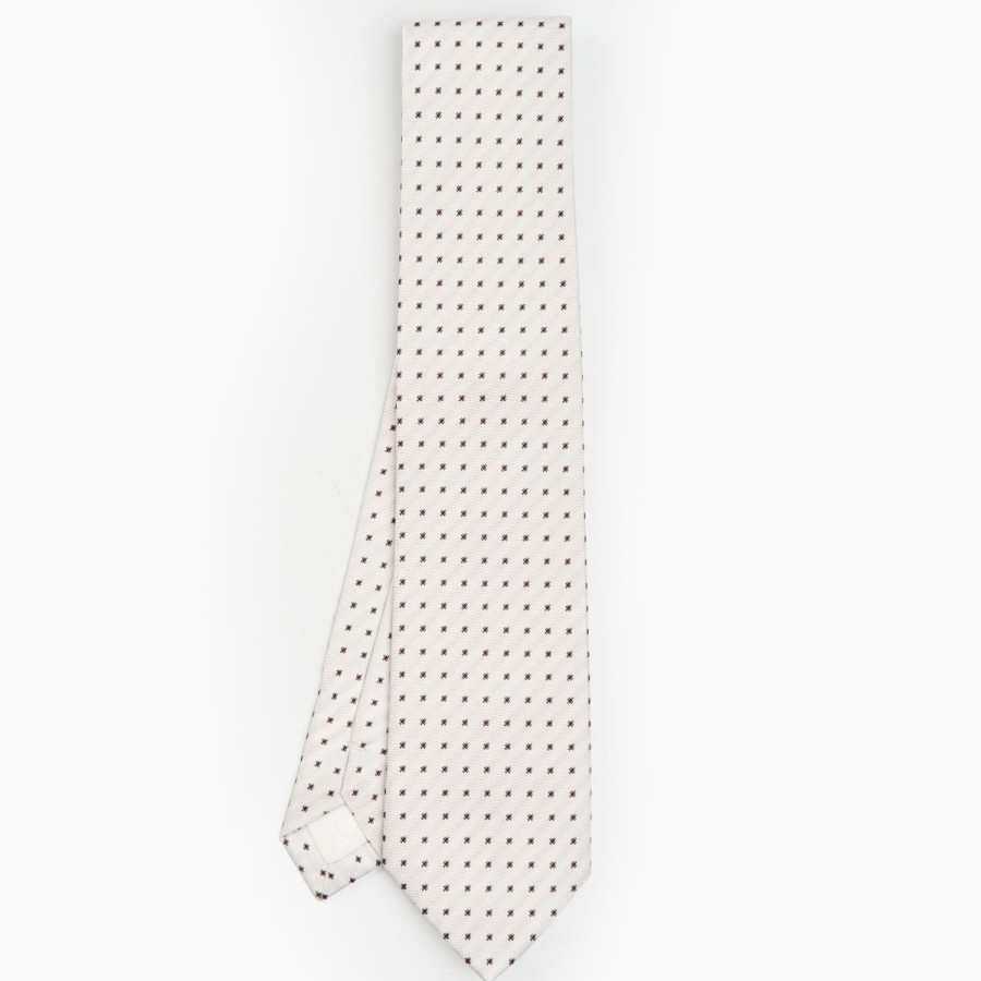 Best E.Marinella White Sartorial Jacquard Silk Tie - Small Flower Designs