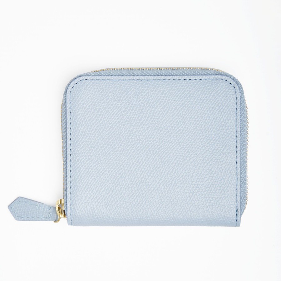 Best E.Marinella Small Light Blue Hammered Leather Wallet