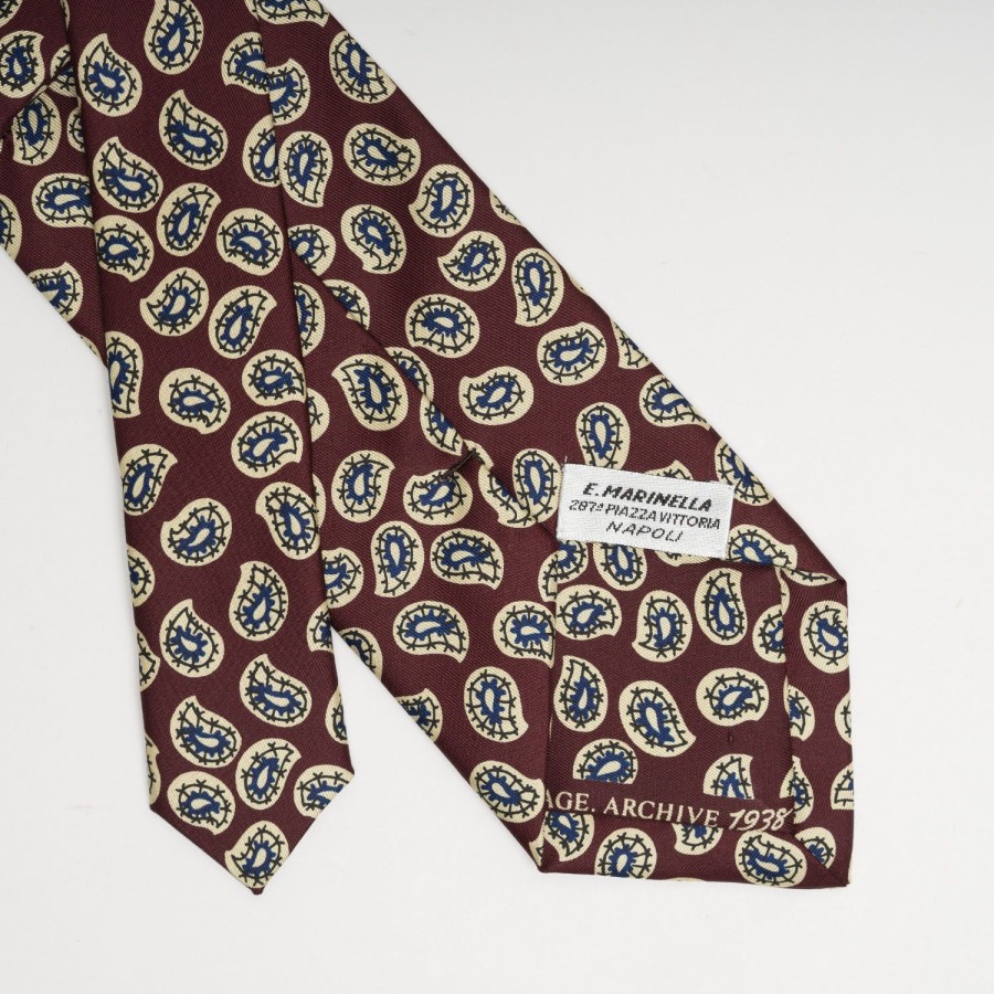 Clearance E.Marinella Burgundy Archivio Collection Silk Tie 1938_04