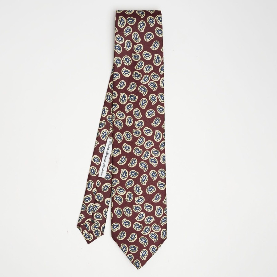 Clearance E.Marinella Burgundy Archivio Collection Silk Tie 1938_04