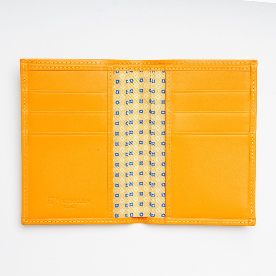 Wholesale E.Marinella Yellow Vertical Wallet In Silk And Leather