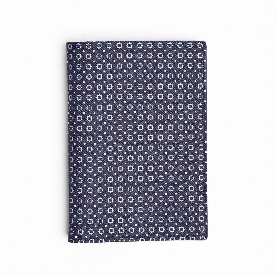 New E.Marinella Dark Blue Vertical Wallet In Silk And Leather