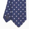 Wholesale E.Marinella Dark Blue Sartorial Jacquard Silk Tie - Large Flower Pattern