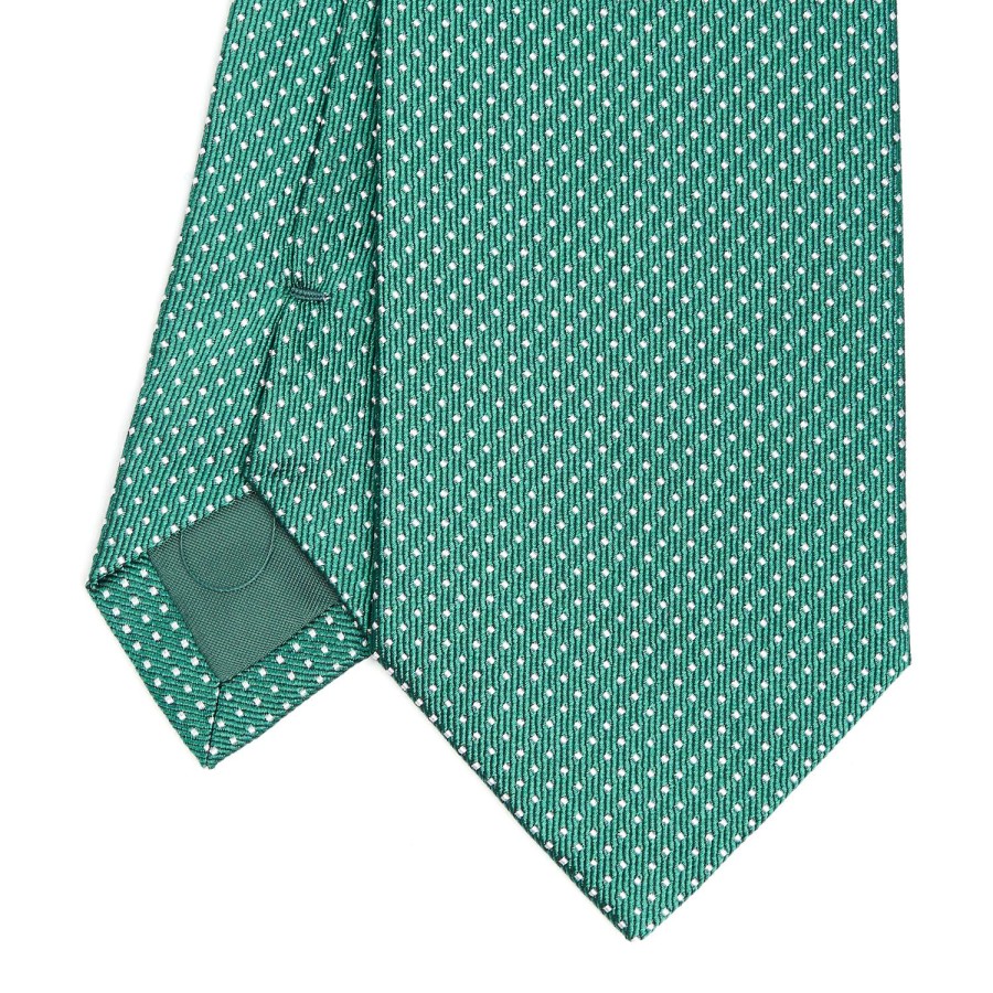 Online E.Marinella Dark Green Ceremonial Jacquard Silk Tie Small Geometric Pattern