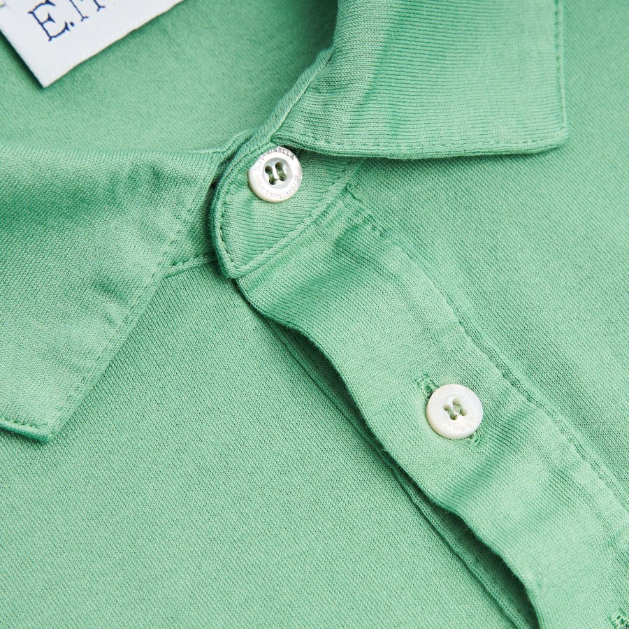 Best E.Marinella Light Green Jersey Short Sleeve Polo Shirt