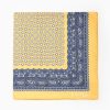 Wholesale E.Marinella Yellow Hand-Printed Silk Pocket Square Large Flower Pattern