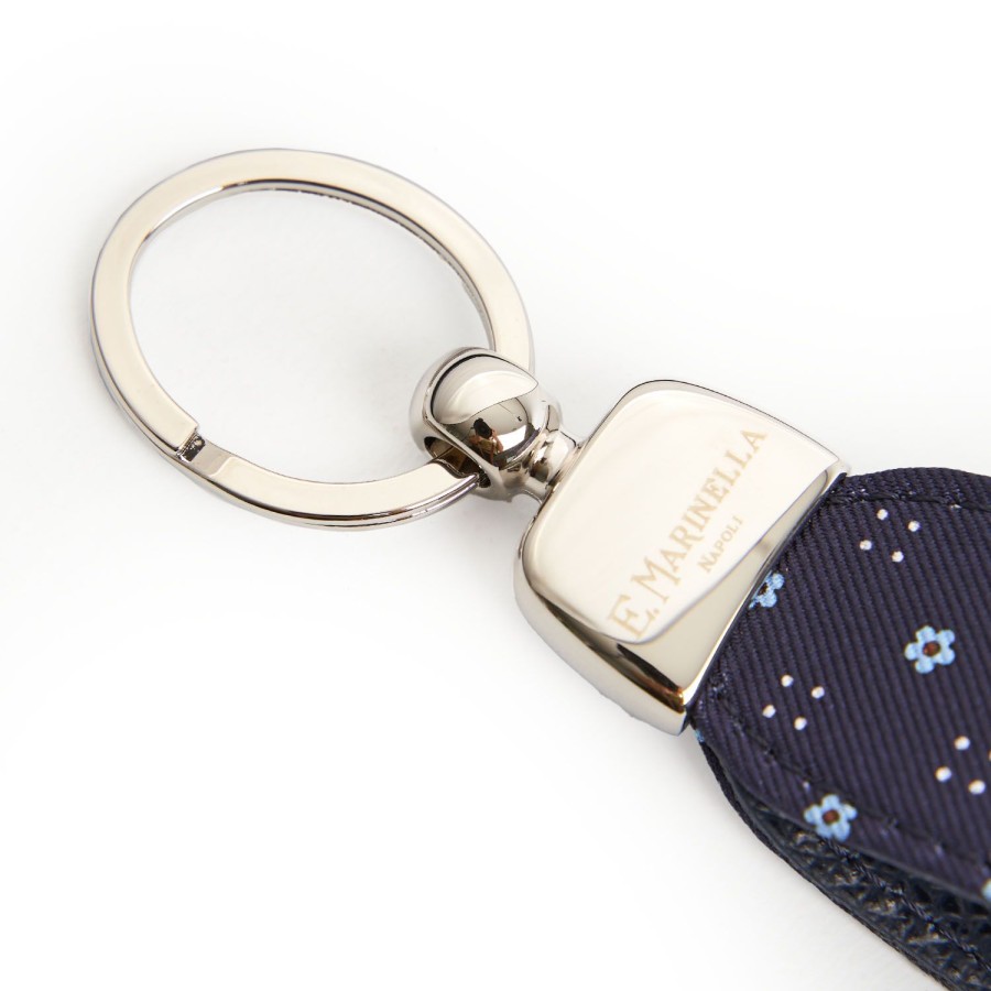 Best E.Marinella Dark Blue Keyfob In Silk And Leather