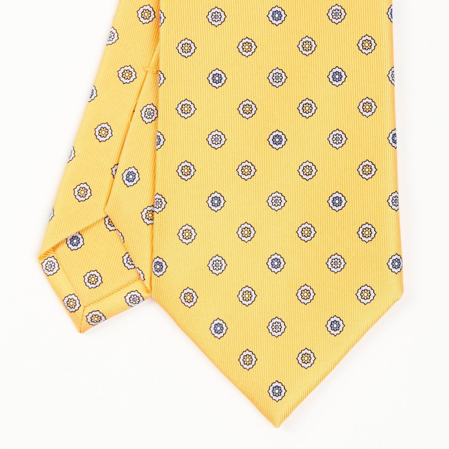 Online E.Marinella Yellow Sartorial Classic Silk Tie - Large Flower Pattern