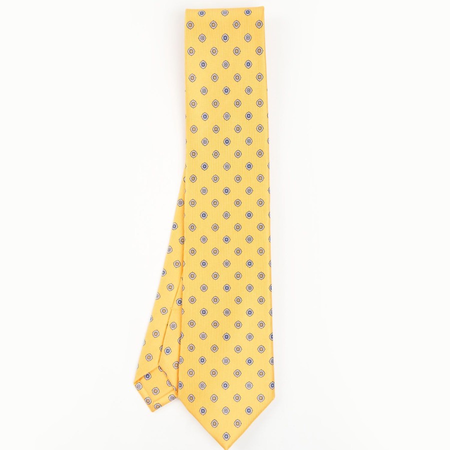 Online E.Marinella Yellow Sartorial Classic Silk Tie - Large Flower Pattern