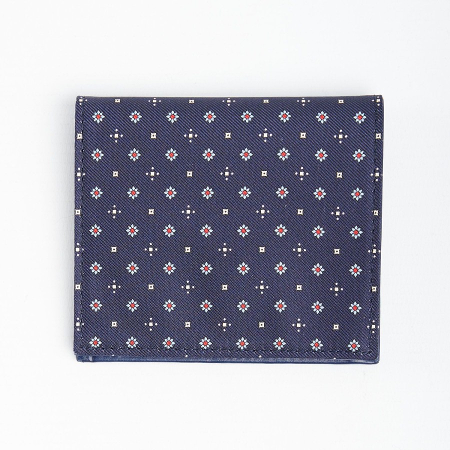 Wholesale E.Marinella Dark Blue Small Wallet In Silk And Leather