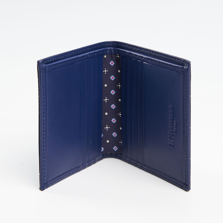 Wholesale E.Marinella Dark Blue Small Wallet In Silk And Leather