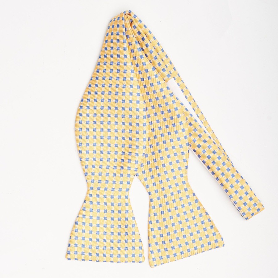 Best E.Marinella Yellow Silk Bowtie To Self-Tie - Small Flower Pattern