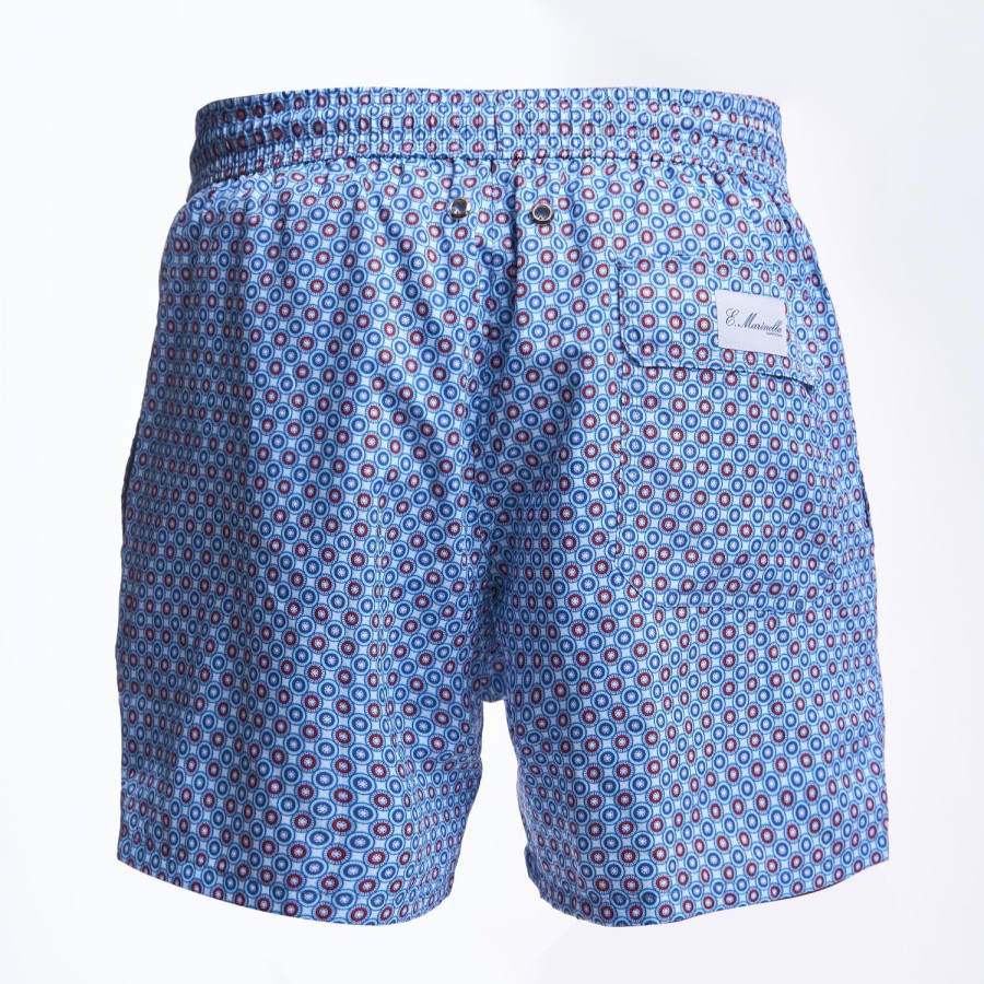 New E.Marinella Light Blue Swim Short - Large Flower Pattern