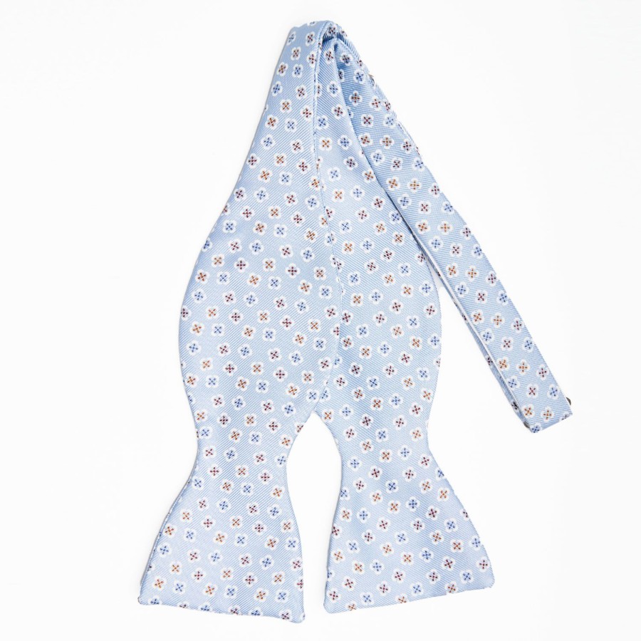 Online E.Marinella Light Blue Silk Bowtie To Self-Tie - Small Flower Pattern