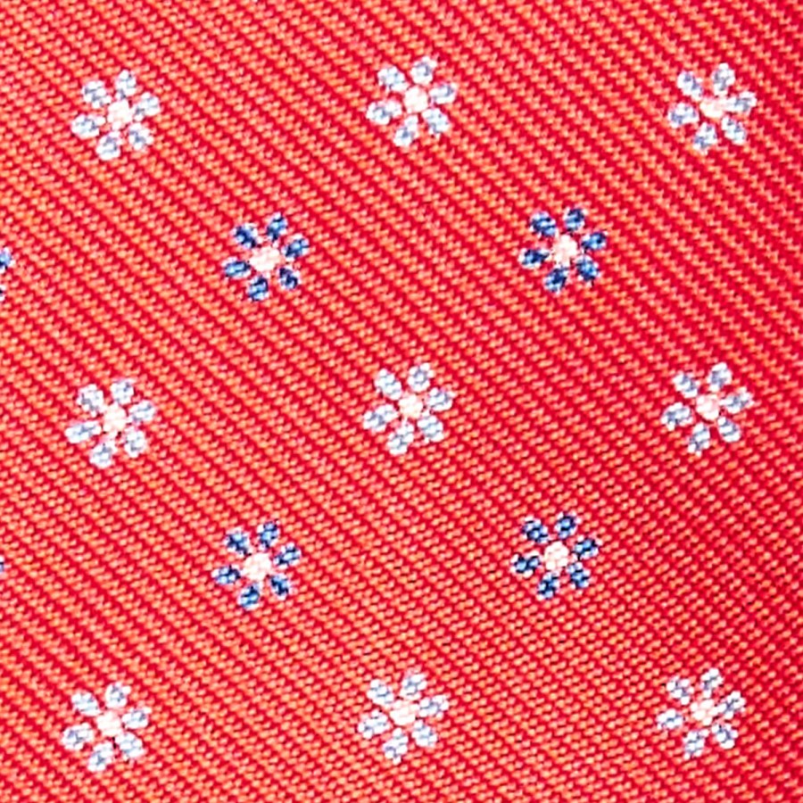 Wholesale E.Marinella Red Silk Bowtie To Self-Tie - Small Flower Pattern