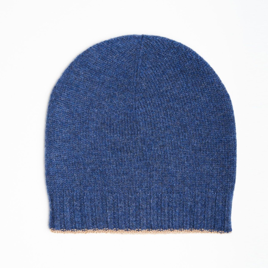 Best E.Marinella Blue And Beige Bicolor Cashmere Beanie