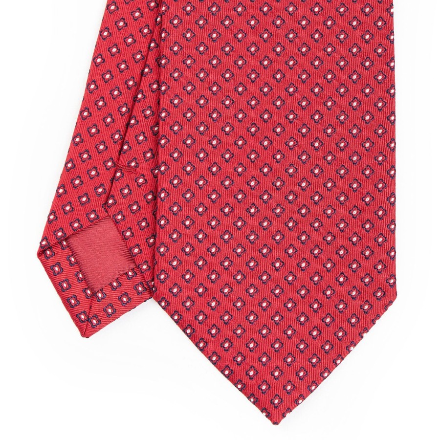 Hot E.Marinella Red Sartorial Jacquard Silk Tie - Small Geometric Pattern