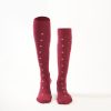 Clearance E.Marinella Long Burgundy Cotton Socks - Small Flower Pattern