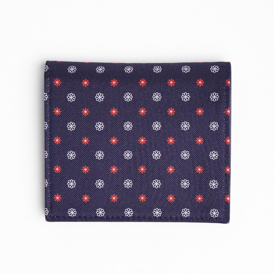 Wholesale E.Marinella Dark Blue Small Wallet In Silk And Leather