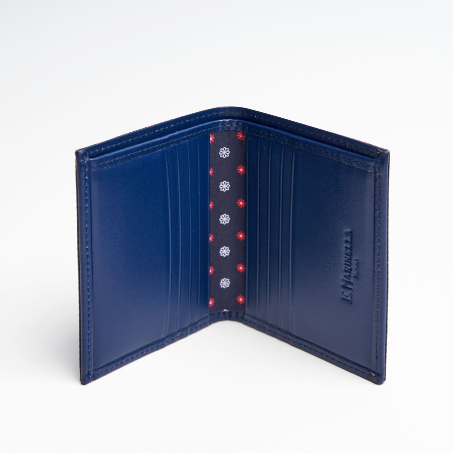 Wholesale E.Marinella Dark Blue Small Wallet In Silk And Leather