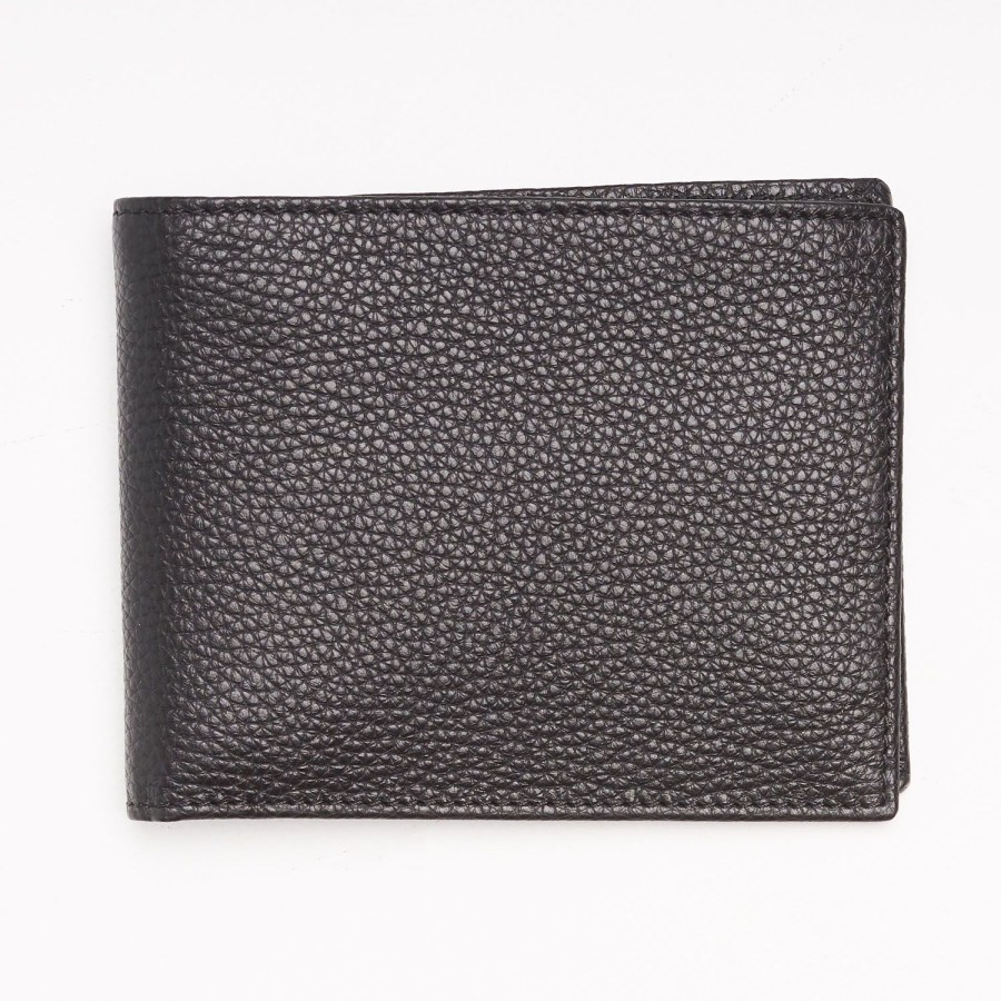 Best E.Marinella Black Hammered Leather Horizontal Wallet