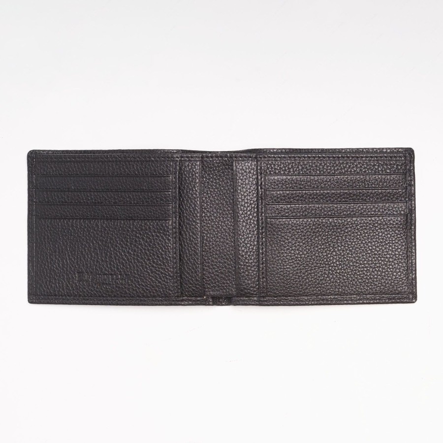 Best E.Marinella Black Hammered Leather Horizontal Wallet