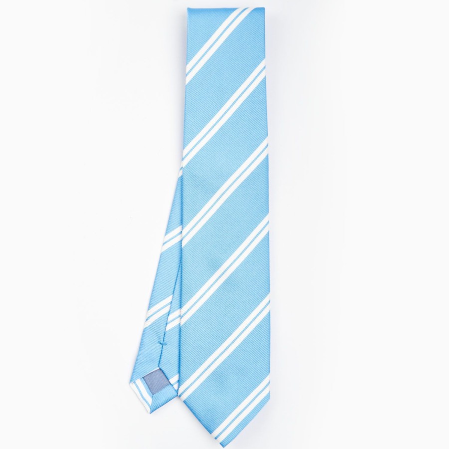 New E.Marinella Light Blue Sartorial Striped Silk Tie