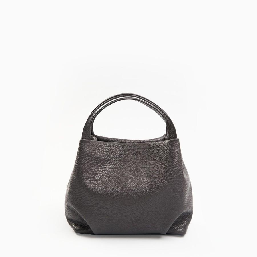 Online E.Marinella Dark Grey Textured Leather Soft Mini Bag