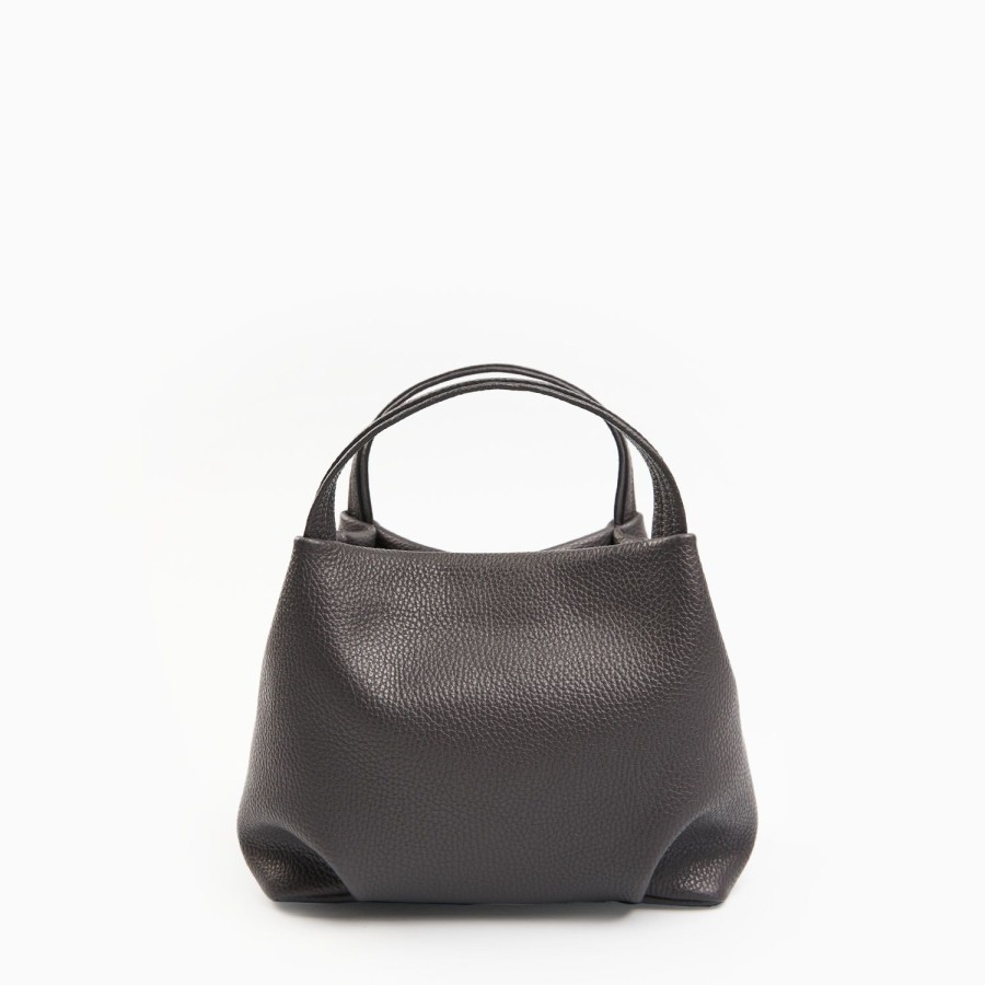 Online E.Marinella Dark Grey Textured Leather Soft Mini Bag