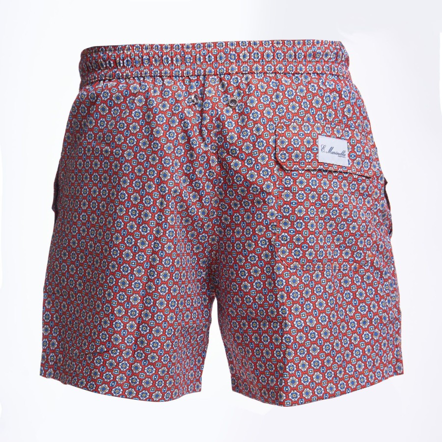 Best E.Marinella Burgundy Swim Short - Large Flower Pattern