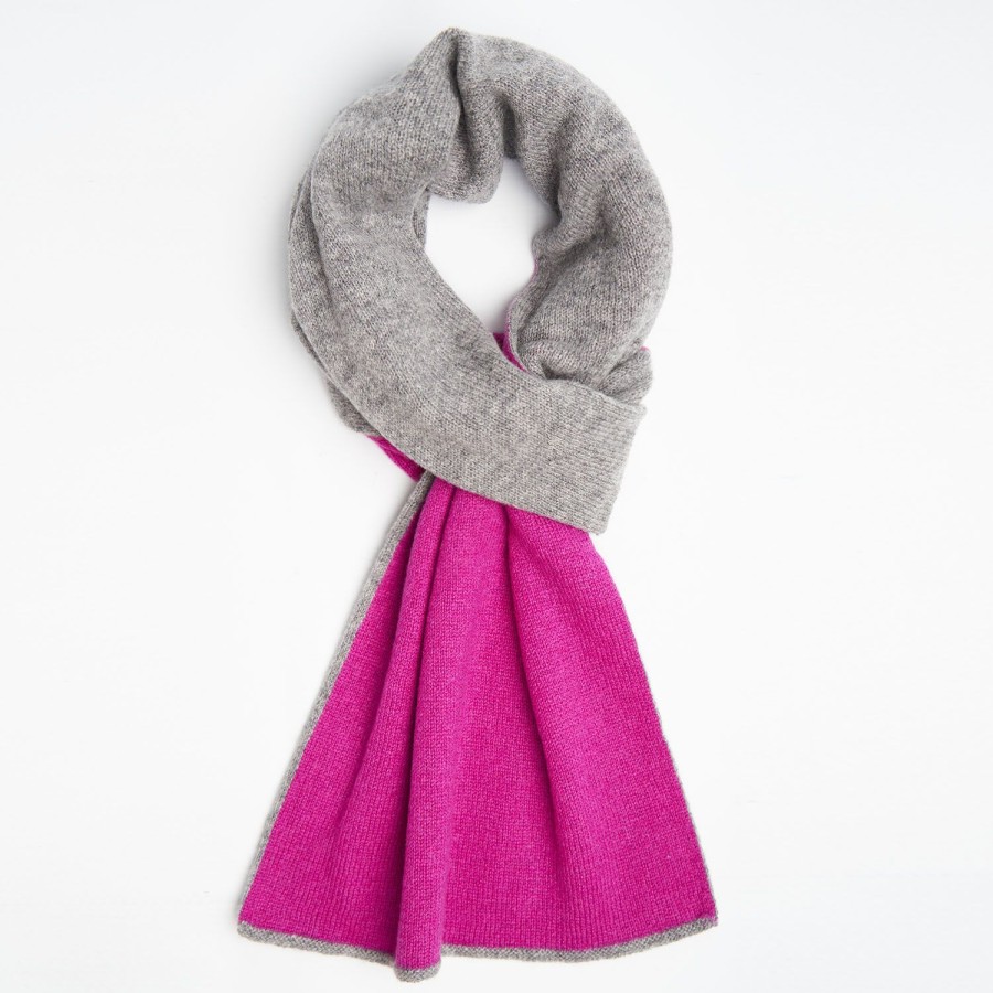 Clearance E.Marinella Fuchsia And Gray Two-Tone Solid Cashmere Neck Warmer