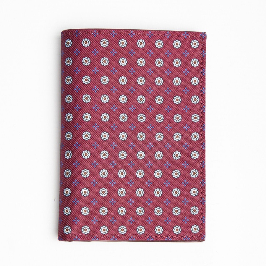 Clearance E.Marinella Burgundy Vertical Wallet In Silk And Leather