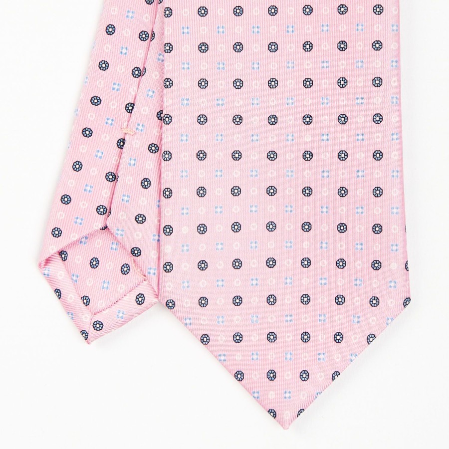 Online E.Marinella Pink Sartorial Classic Silk Tie - Small Flower Pattern