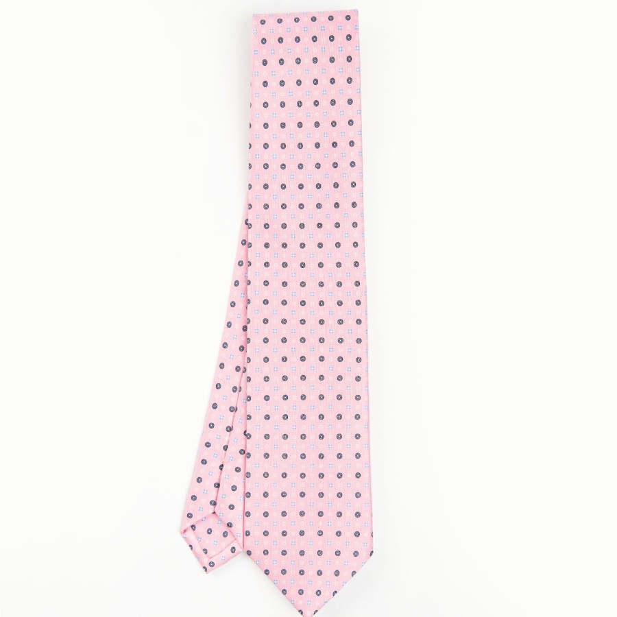 Online E.Marinella Pink Sartorial Classic Silk Tie - Small Flower Pattern