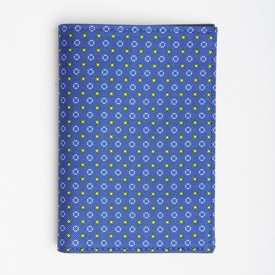 Clearance E.Marinella Blue Vertical Wallet In Silk And Leather