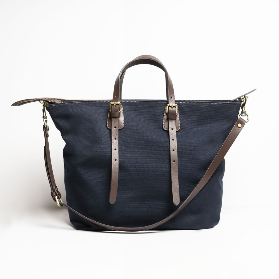 Hot E.Marinella Dark Blue Weekend Bag With Leather Trim