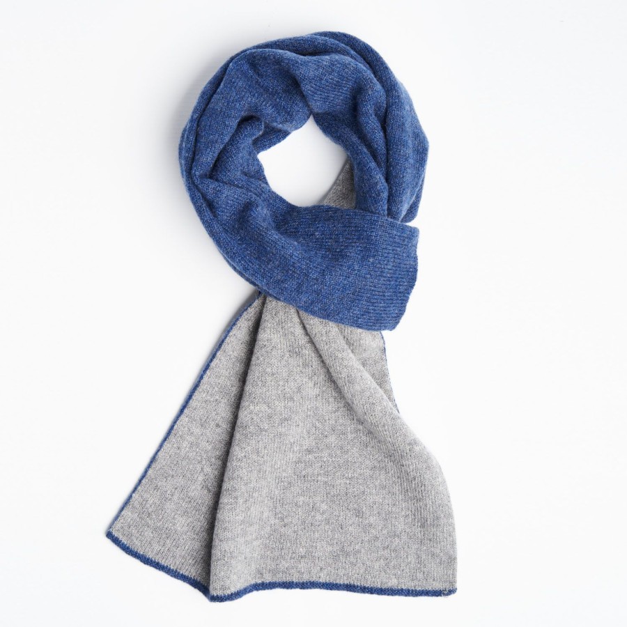 New E.Marinella Blue And Gray Two-Tone Solid Cashmere Neck Warmer