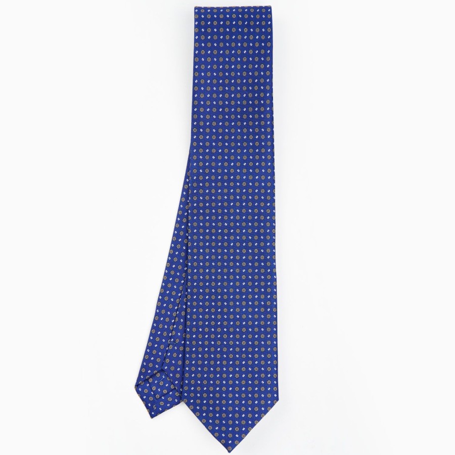 Hot E.Marinella Blue Sartorial Classic Silk Tie - Small Flower Pattern