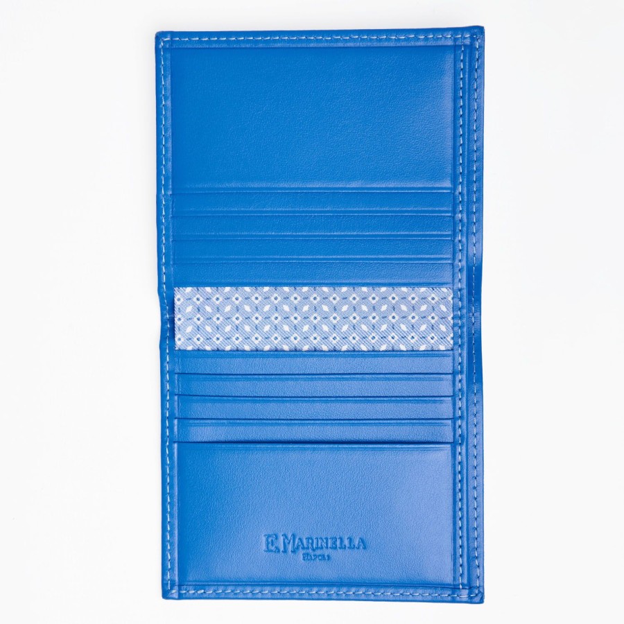 New E.Marinella Powder Blue Small Wallet In Silk And Leather