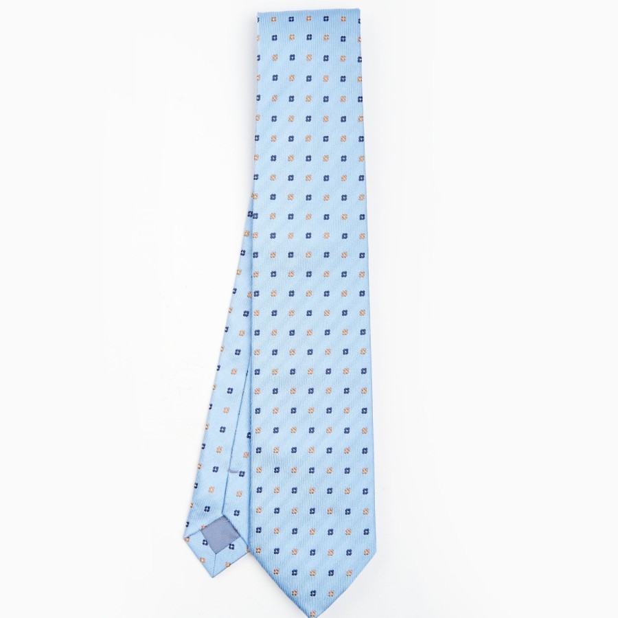 Online E.Marinella Light Blue Sartorial Jacquard Silk Tie - Small Flower Designs