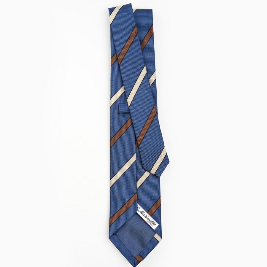 New E.Marinella Blue Sartorial Striped Tie