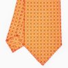 Clearance E.Marinella Orange Sartorial Classic Silk Tie - Small Flower Designs