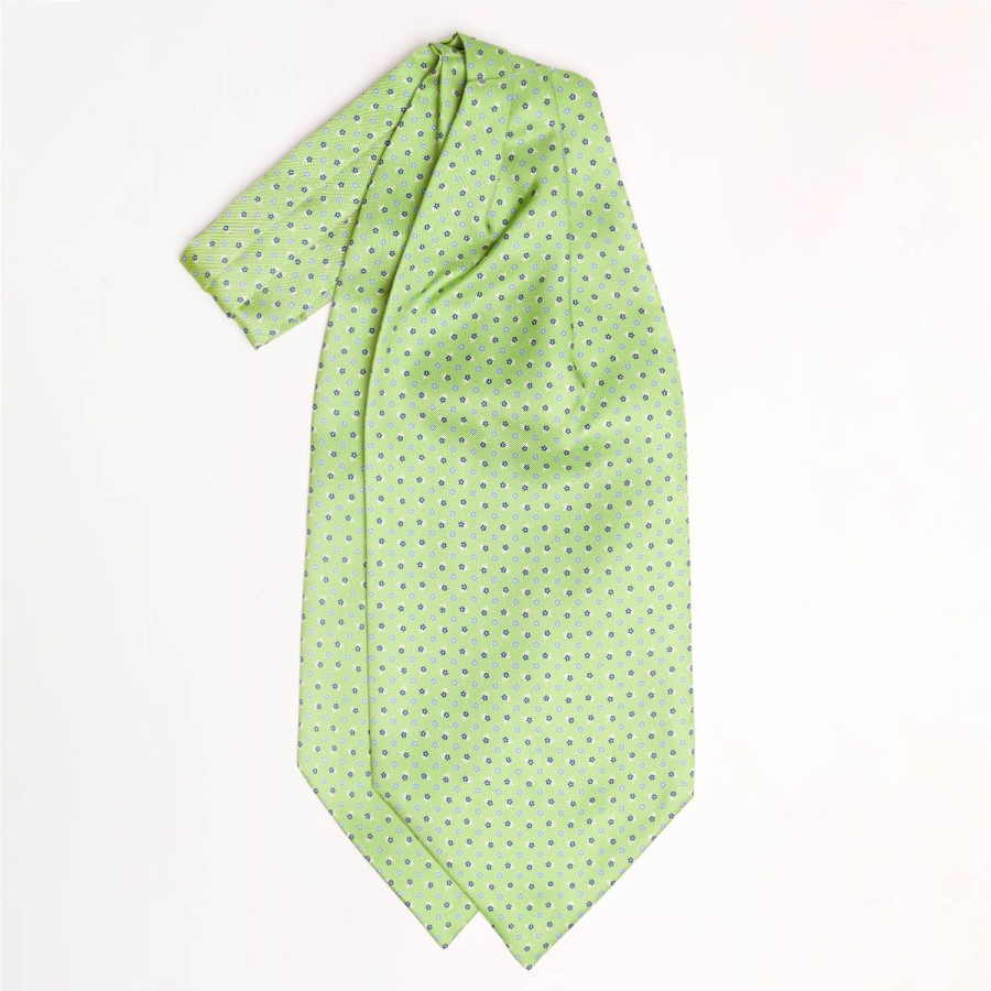 Online E.Marinella Light Green Silk Ascot Tie - Small Flower Designs