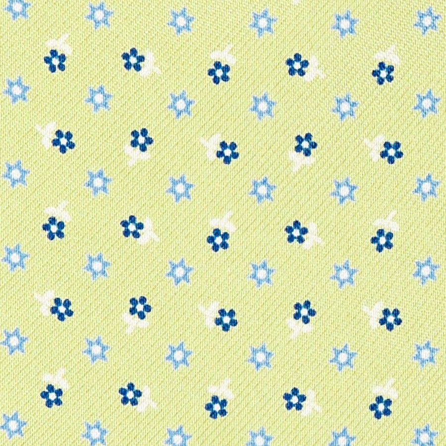 Online E.Marinella Light Green Silk Ascot Tie - Small Flower Designs